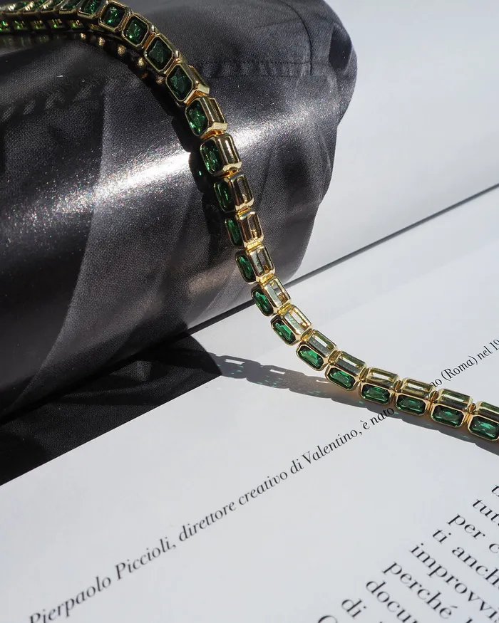 Bezel Emerald Ballier Bracelet Emerald Green Gold Luv Aj Bracelets