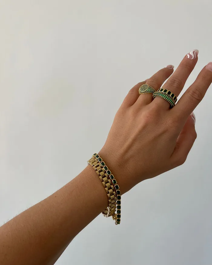 Bezel Emerald Ballier Bracelet Emerald Green Gold Luv Aj Bracelets