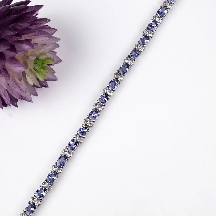Bracelets InnerVision Crystals Tanzanite White Topaz Bracelet Adjustable 925 Silver