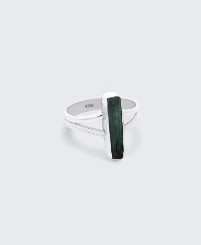 Buddha Groove Sterling Silver Green Tourmaline Ring Rings