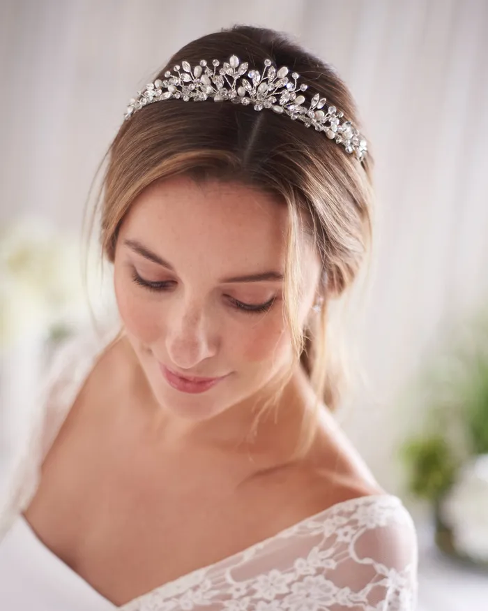Dareth Colburn Earrings Aspen Pearl Crystal Tiara