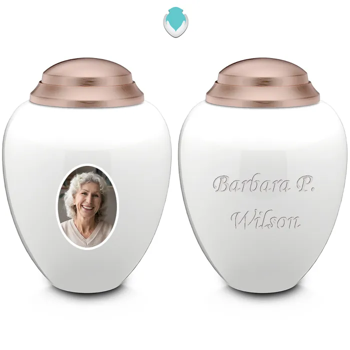 GetUrns Keepsake Tribute White Rose Gold Portrait Cremation Urn Earrings