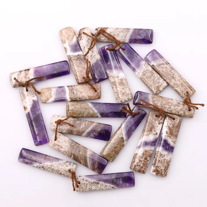 Intrinsic Trading Earrings Natural Chevron Amethyst Rectangle Earring Pair Drilled Matched Gemstone Beads
