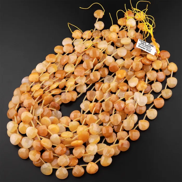 Intrinsic Trading Earrings Natural Yellow Jade Faceted Teardrop Briolette Beads Good for Earrings 155 Strand