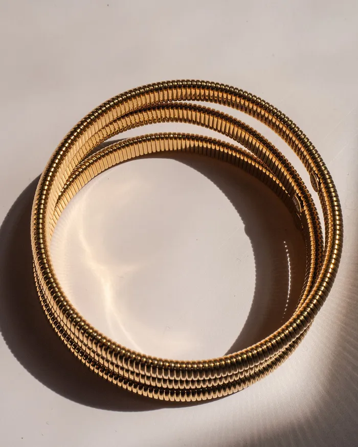 Luv Aj Bracelets Mini Flex Snake Chain Bracelet Set of 3 7mm wide Gold