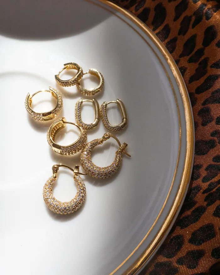 Luv Aj PreStyled Sets Pave Chain Link Huggies Gold Ships Mid March