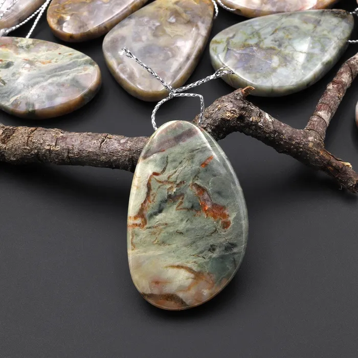 Real Genuine Natural Dinosaur Coprolite Dung Freeform Teardrop Side Drilled Pendant Intrinsic Trading Necklaces