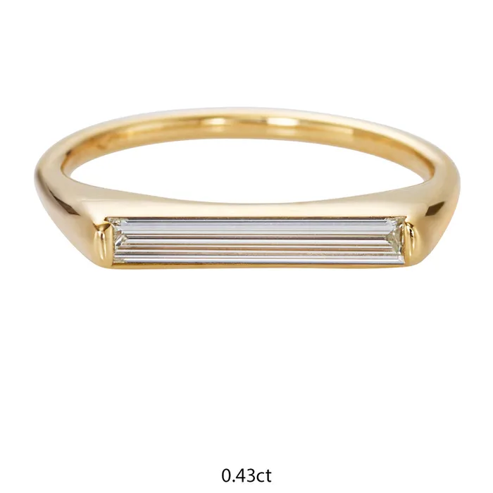 Rings ARTEMER Minimalist Engagement Ring with OOAK Long Baguette Diamond