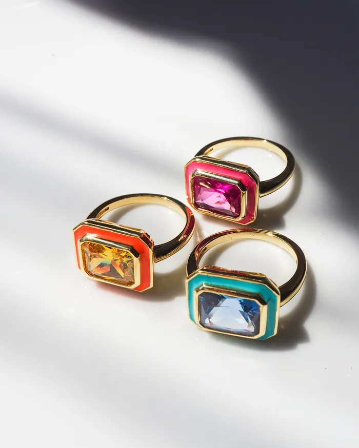Rings Luv Aj Bezel Statement Ring Hot Pink Gold
