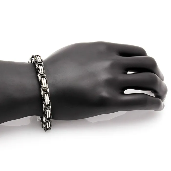 SpicyIce Bracelets Black Silver Byzantine Bracelet SpicyIce Bracelets Black Silver Byzantine Bracelet